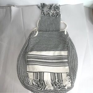 Boho Fringe Bag Striped Sturdy Drawstring Closure